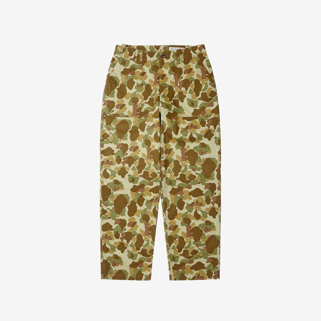 Boncoura Duck Hunter Camo US Army Baker Pants - Wide Straight Fit Made in Japan Front View