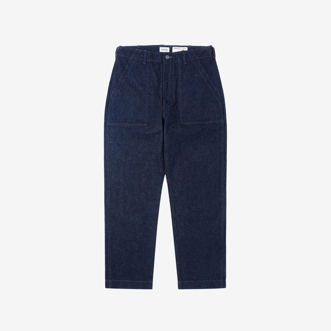 Wasew WSW-25M-005 10oz nep denim baker pants made in Japan lightweight textured denim military pants front view