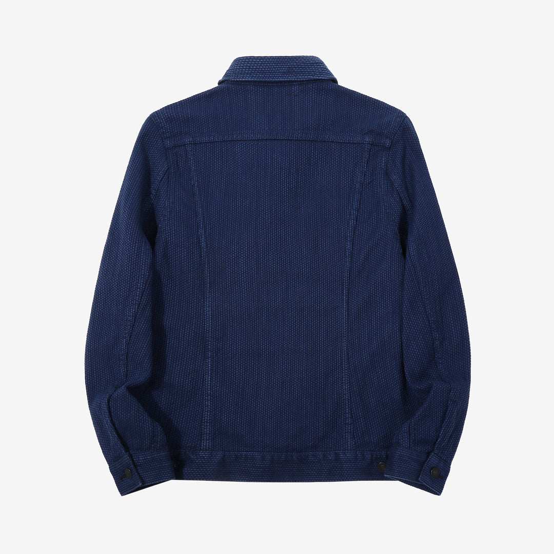 Pure Blue Japan 6106-2 Double Natural Indigo Type 2 Sashiko Jacket Made in Japan - Back View