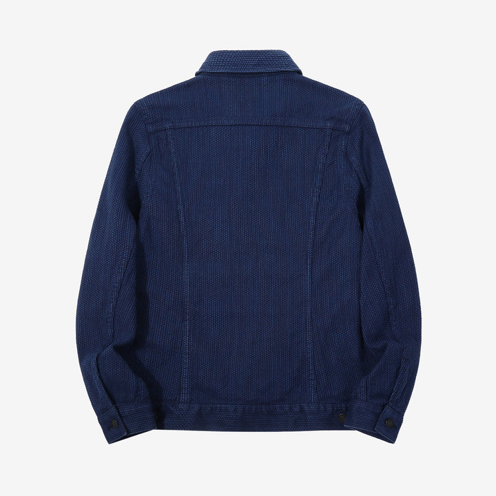 Pure Blue Japan 6106-2 Double Natural Indigo Type 2 Sashiko Jacket Made in Japan - Back View