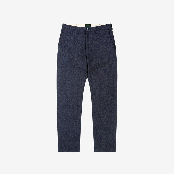 Stevenson Overall Co. "Old Glory" 12oz Selvedge Cotton Twill Trousers - Heather Indigo Made in Japan - Full Front View