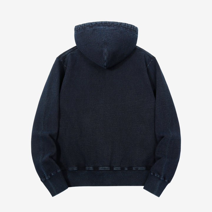 Samurai Jeans SIS25-102 14.5oz Indigo Full-Zip Hoodie - Kakishibu Overdyed Back