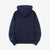 UES 73RF indigo pullover hoodie heavyweight sweat made in Japan kangaroo pocket hooded sweatshirt back view