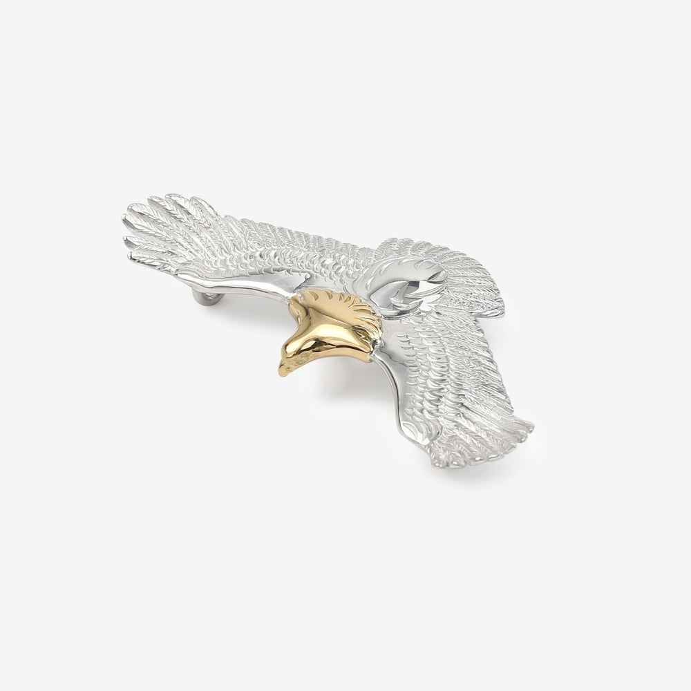 Moto EG-02 eagle silver pendant medium K18 gold accent native style Japan handcrafted jewelry front size 