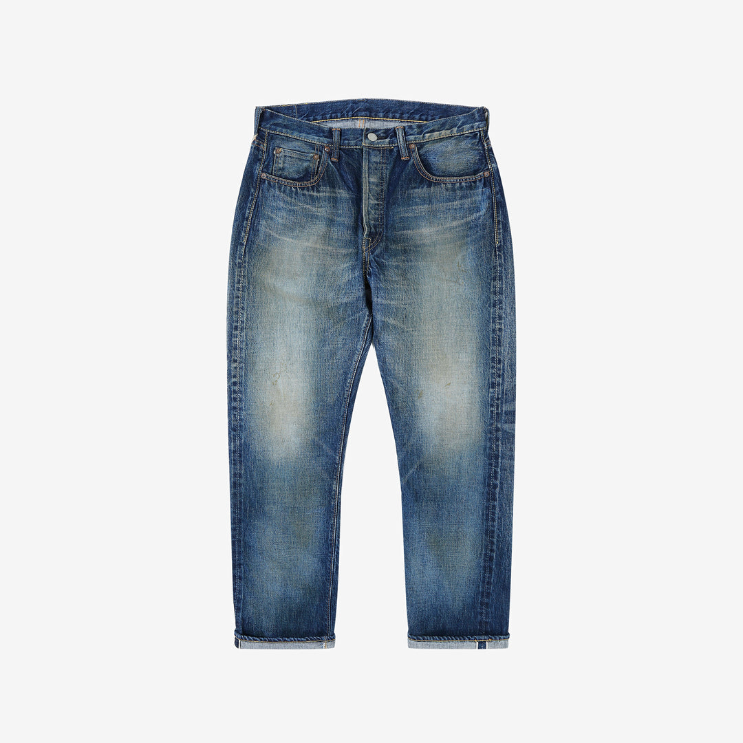 Fullcount 1103 Badass selvedge denim used wash relaxed tapered jeans Japan exclusive front