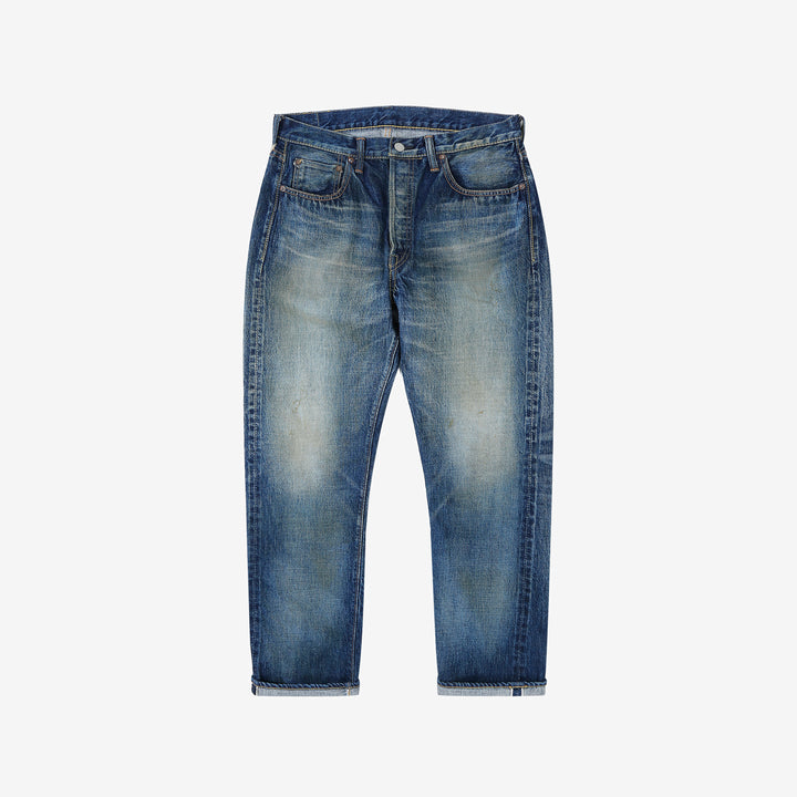 Fullcount 1103 Badass selvedge denim used wash relaxed tapered jeans Japan exclusive front