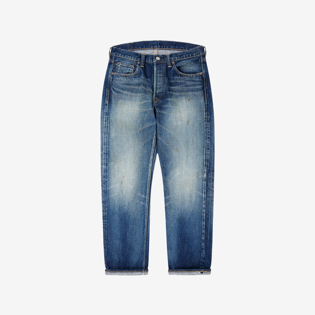 Fullcount 1101 Badass selvedge denim used wash regular straight jeans Japan exclusive front