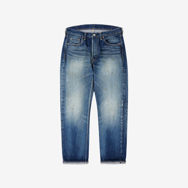 Fullcount 1101 Badass selvedge denim used wash regular straight jeans Japan exclusive front