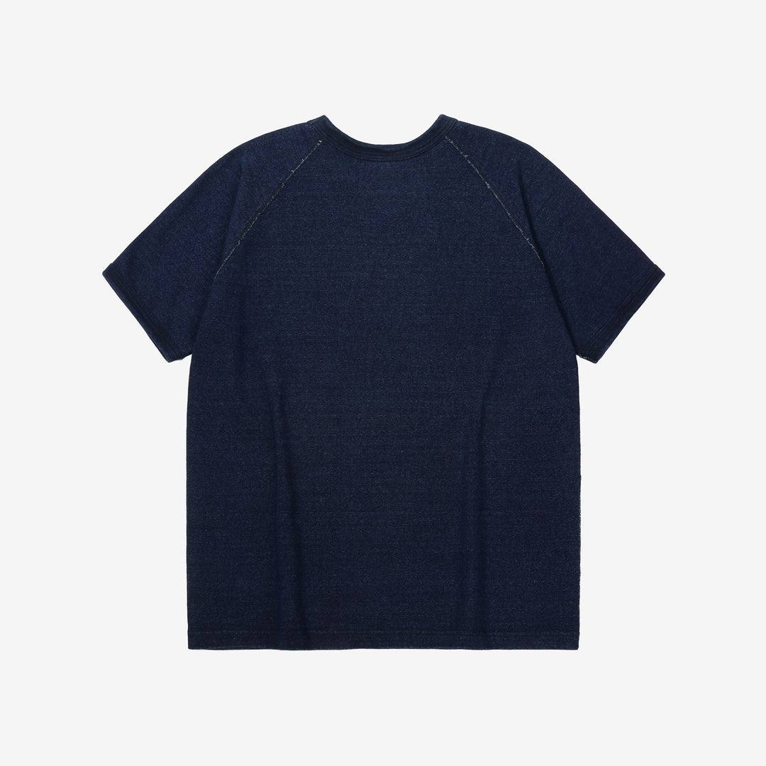 Pure Blue Japan 5411-ID Heavyweight Indigo Slub Jersey T-Shirt Raglan Sleeve Made in Japan Back View