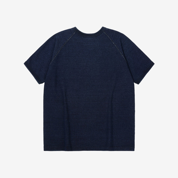 Pure Blue Japan 5411-ID Heavyweight Indigo Slub Jersey T-Shirt Raglan Sleeve Made in Japan Back View