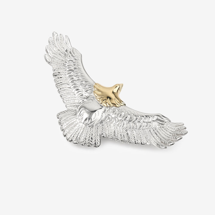 Moto EG-01 eagle silver pendant K18 gold accent native style Japan handcrafted jewelry side view