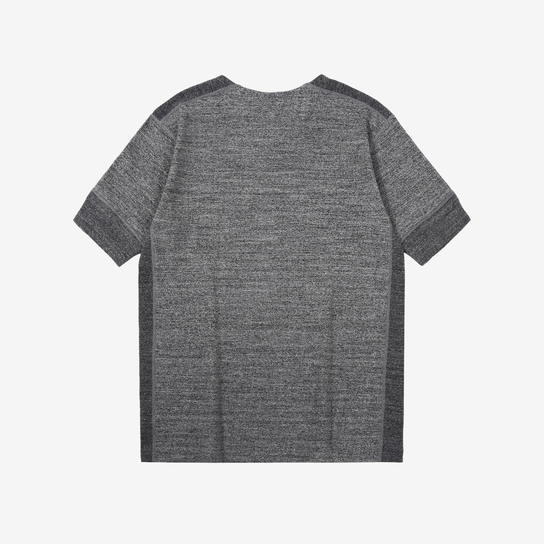 Stevenson Overall Co. SH Side Flex Loopwheeled Henley Neck T-Shirt Heather Gray Made In Japan back view