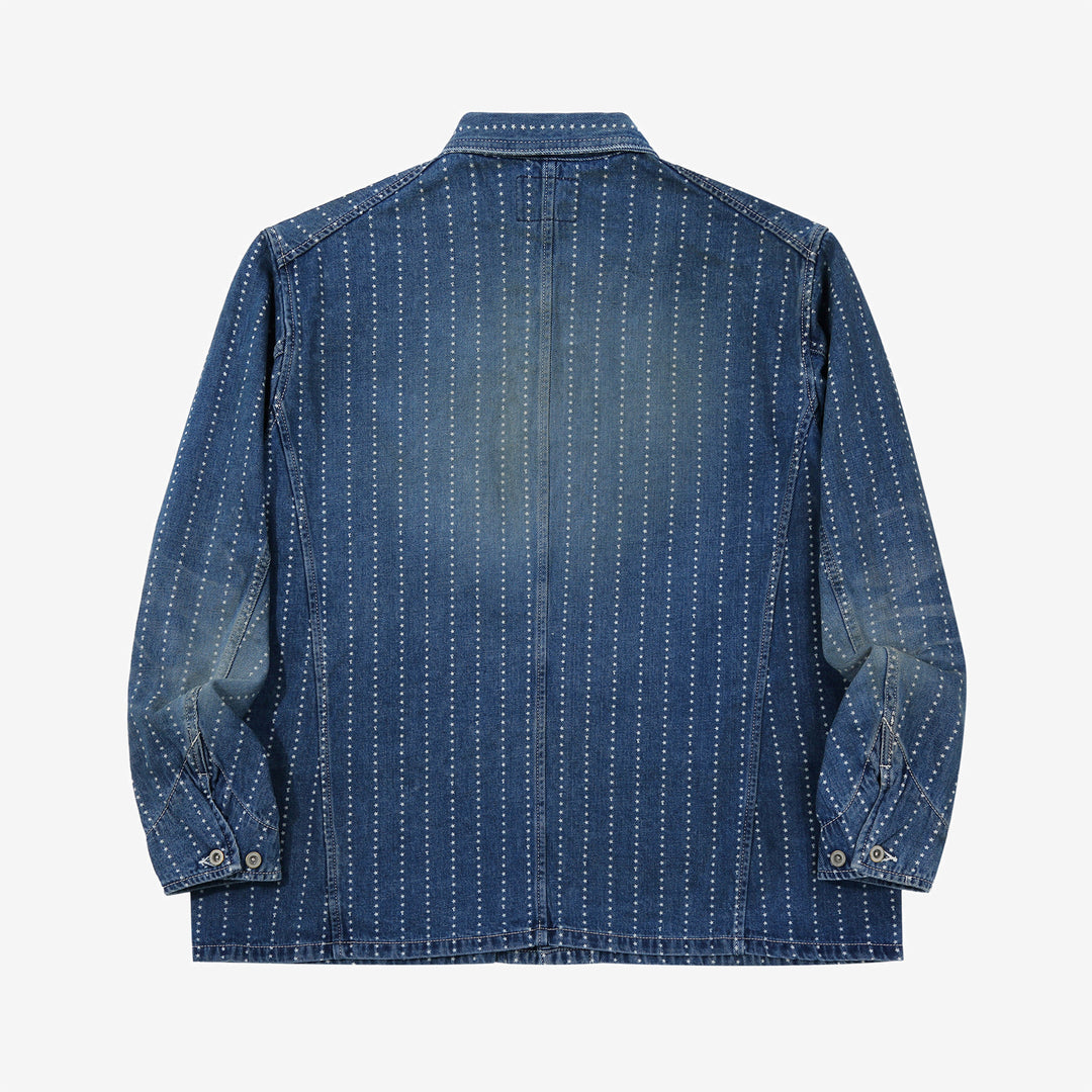 Fullcount 2051HW indigo wabash chore jacket used wash workwear denim jacket Japan back