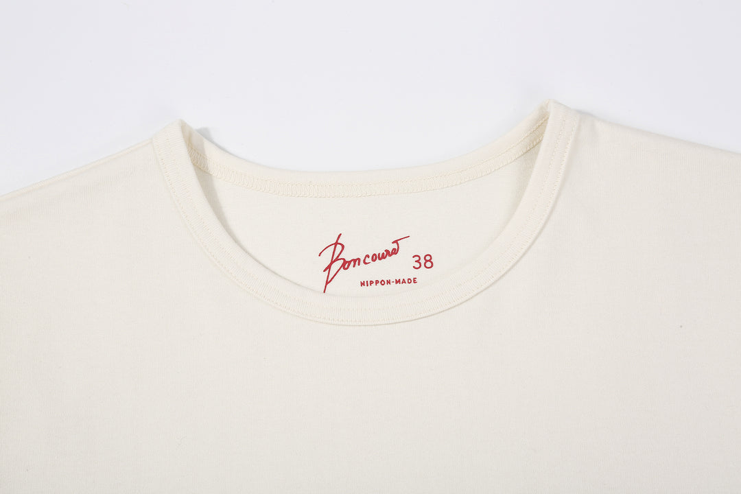 Boncoura High Density Heavyweight Pocket T-Shirt Made in Japan Collar White