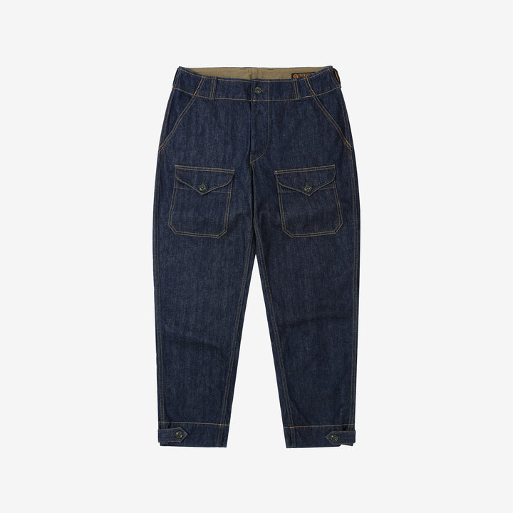 Freewheelers S-8 Aviators trousers 10.5oz indigo denim military flight pants tapered fit Japan front