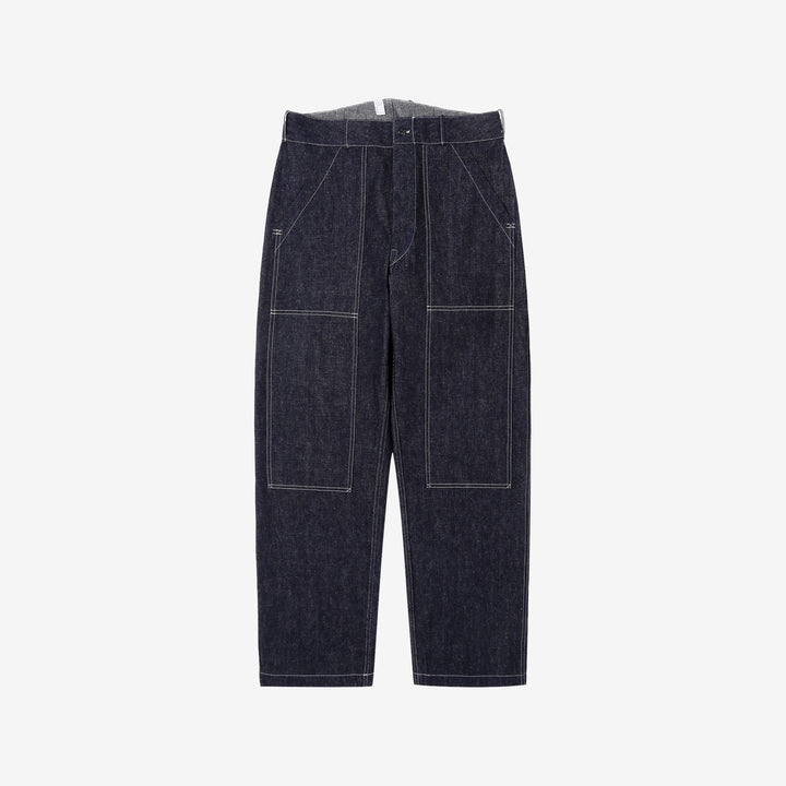 Warehouse & Co. 1930s WPA Double Knee Denim Trousers Light-Ounce Selvedge Denim Made in Japan Front View 