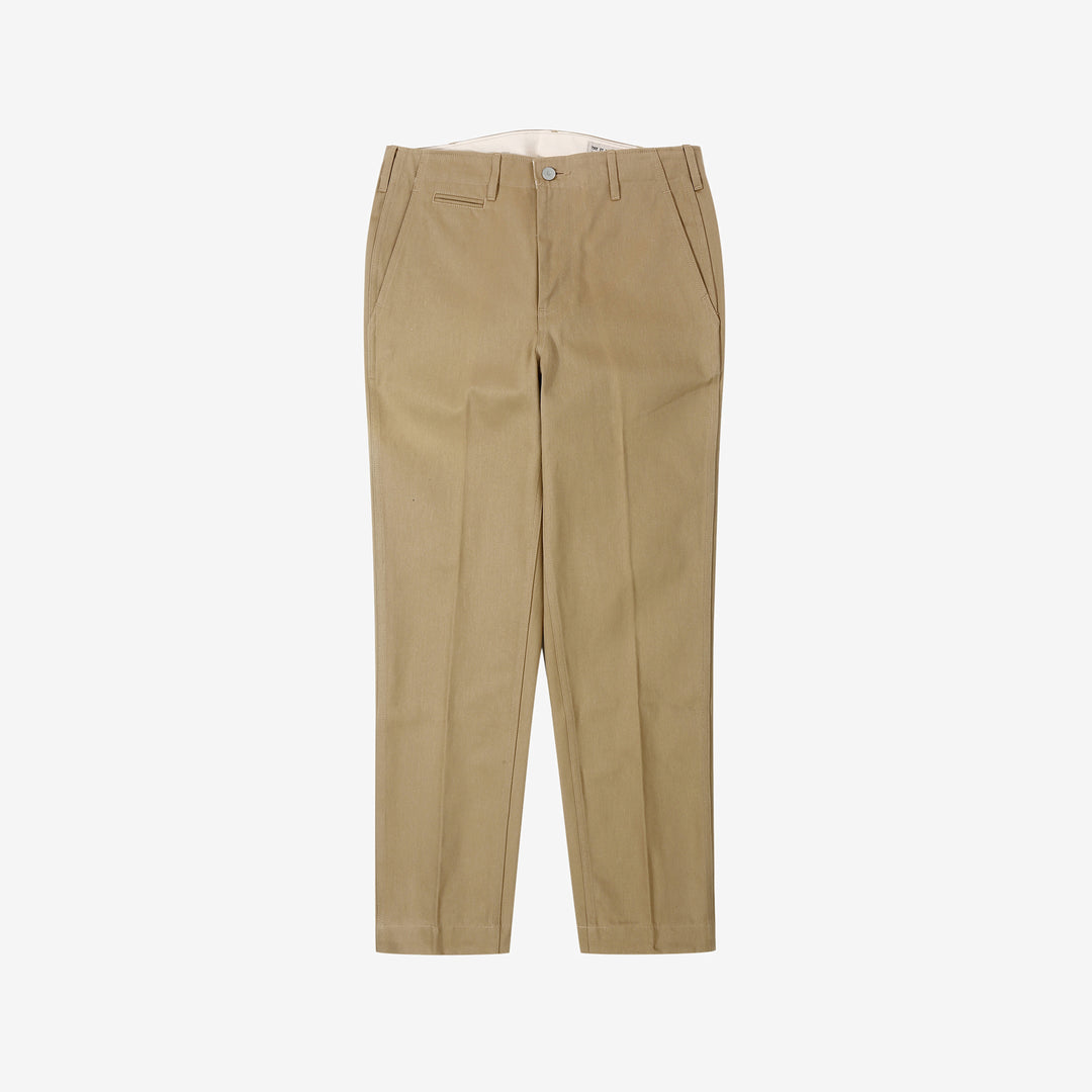 Boncoura 41 khaki chino trousers high density chino cloth made in Japan front view