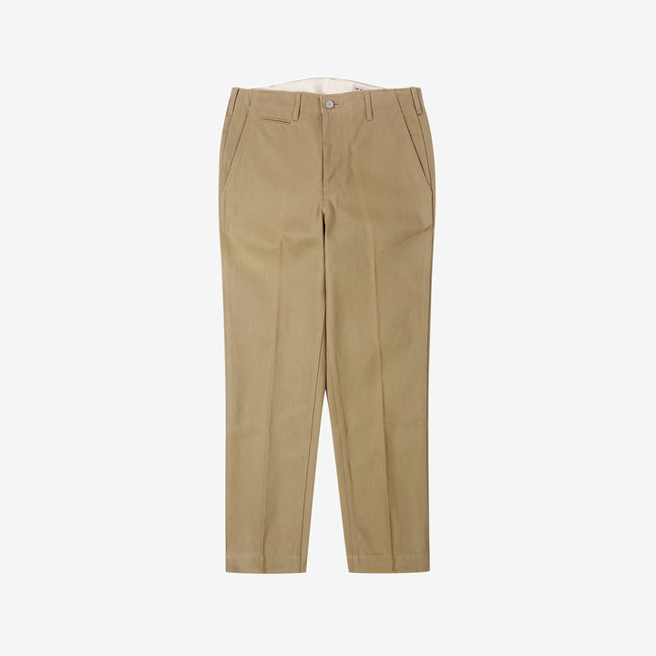 Boncoura 41 khaki chino trousers high density chino cloth made in Japan front view