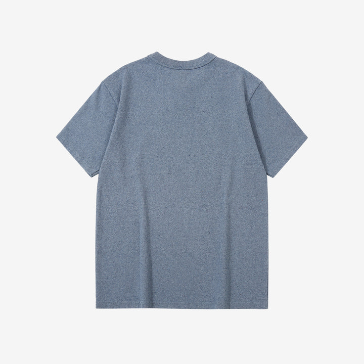 UES recycled denim short sleeve T-shirt made in Japan indigo heather blue back view