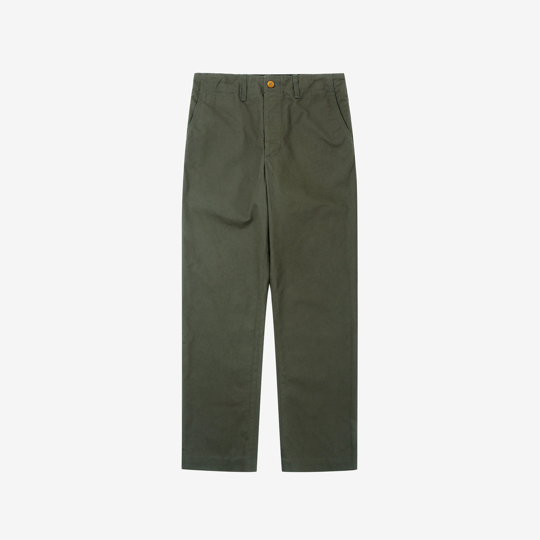 Deluxeware 946A MIL-SPEC ’46 Chino Trousers in Army Green – Front View