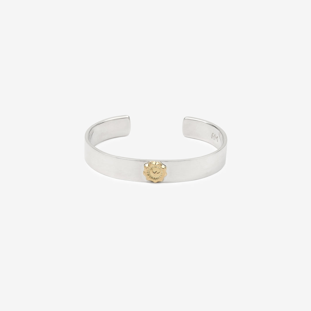 Moto BC-01G eagle silver bangle K18 gold accent native style handmade bracelet Japan front