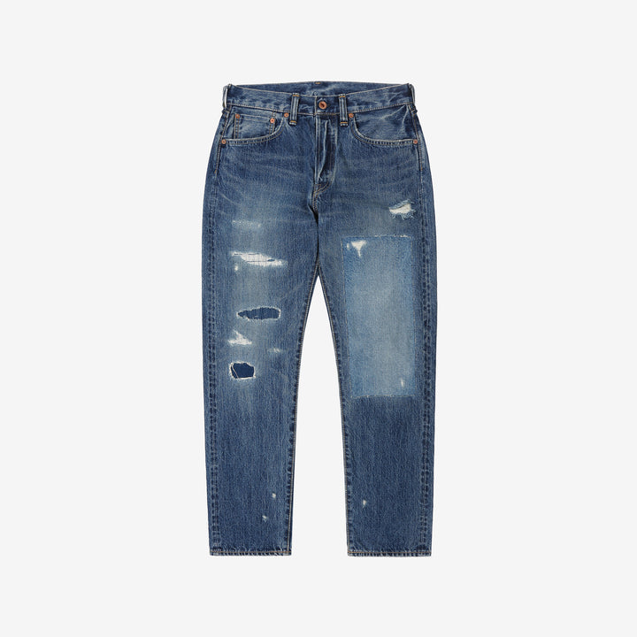 Brú na Bóinne 7776A 13.5oz Selvedge Denim - Patchwork Vintage Wash Made in Japan Front View