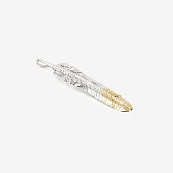 Moto FT-40 Kazekiri feather silver pendant K18 gold tipped native style Japan front 2