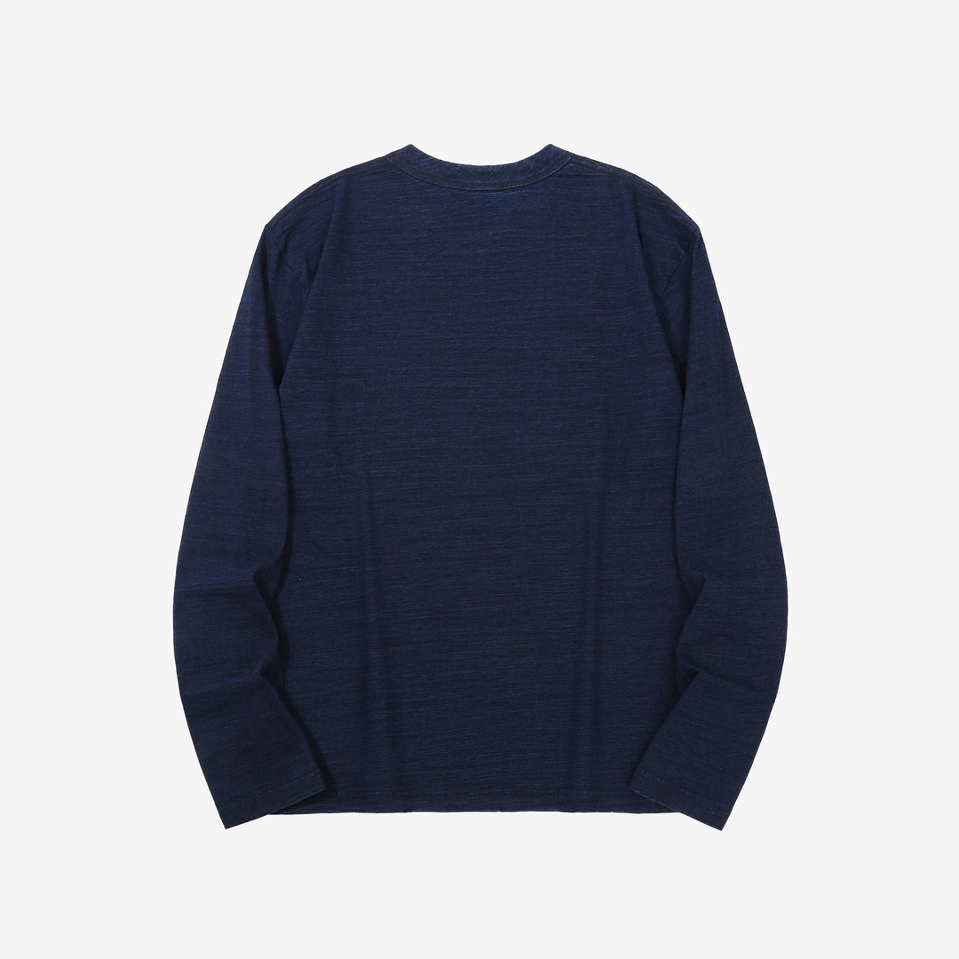Pure Blue Japan LS-5011-D indigo jersey long sleeve T-shirt dark indigo slub cotton Japan back