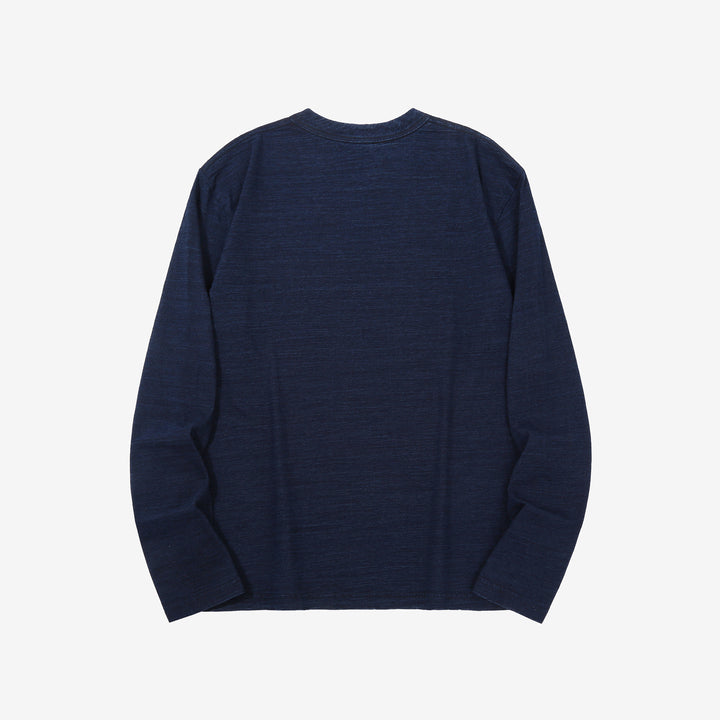 Pure Blue Japan LS-5011-D indigo jersey long sleeve T-shirt dark indigo slub cotton Japan back
