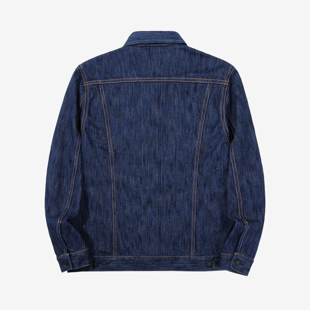 Pure Blue Japan 6226-L 14.5oz Waterfall Denim Type 3 Jacket Light Indigo Made in Japan Selvedge Denim Jacket Back View