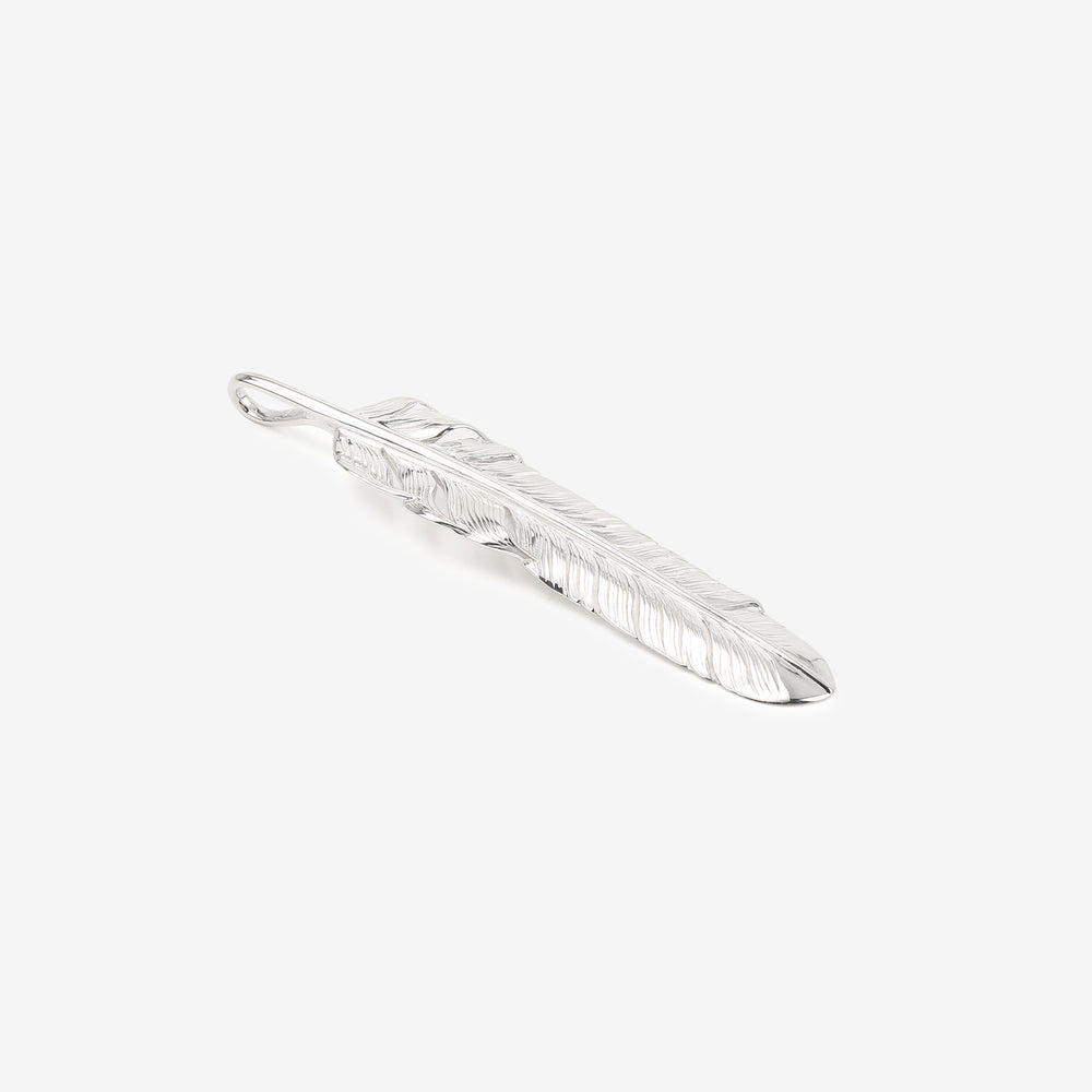 Moto FT-41 Kazekiri feather silver pendant extra large native style Japan handcrafted jewelry front