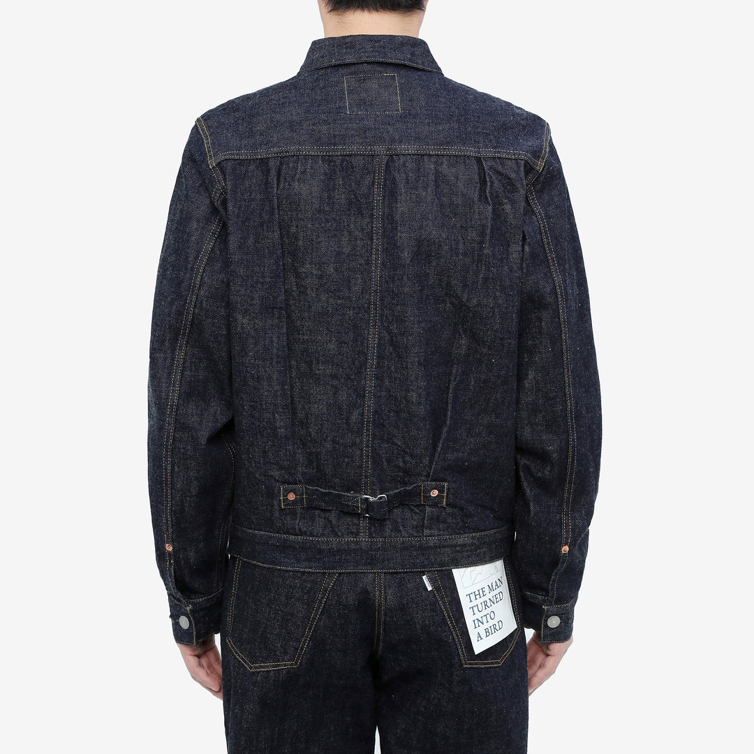Omoto Denim 3115 13.5oz selvedge Type 1 denim jacket made in Japan wear image back