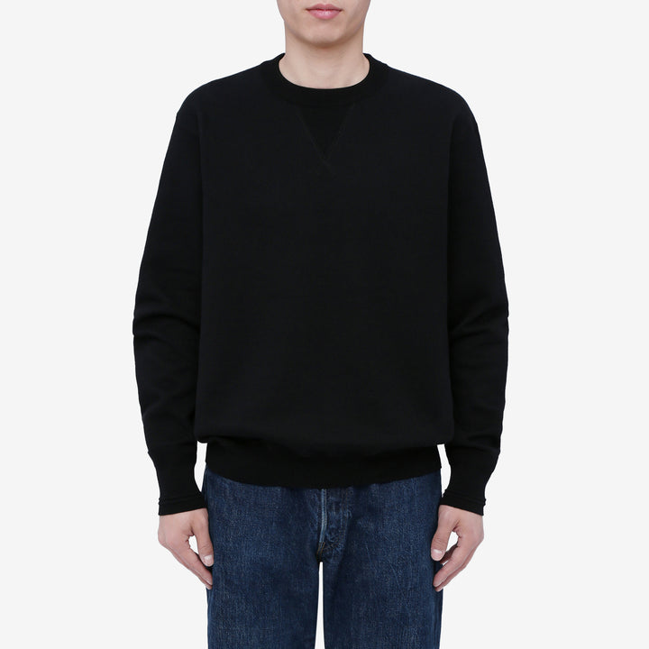 Un-Useless 170401 inlay knit crew neck sweatshirt made in Japan cotton knit wear image black