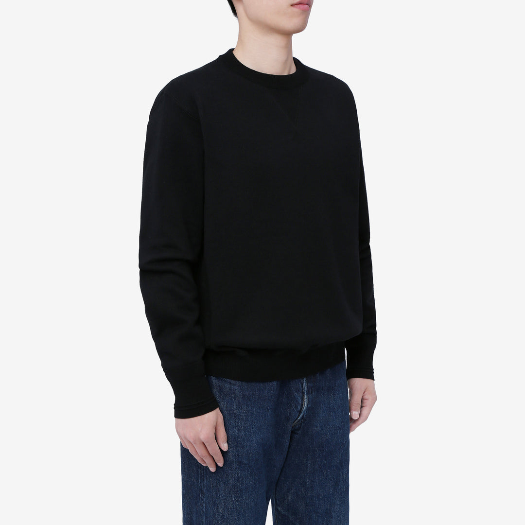 Un-Useless 170401 inlay knit crew neck sweatshirt made in Japan cotton knit wear image black front side