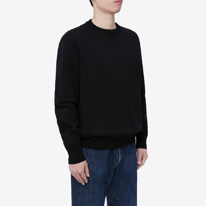 Un-Useless 170401 inlay knit crew neck sweatshirt made in Japan cotton knit wear image black front side