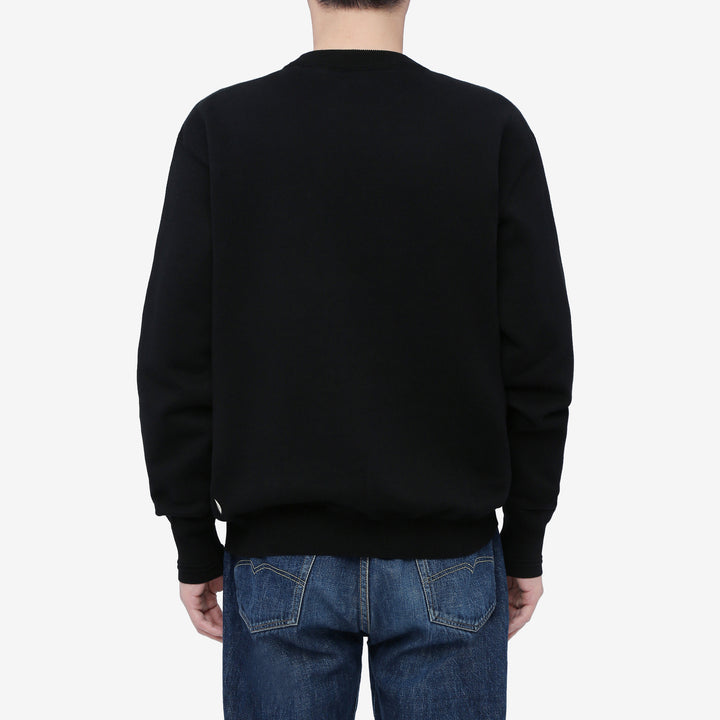 Un-Useless 170401 inlay knit crew neck sweatshirt made in Japan cotton knit wear image black back view