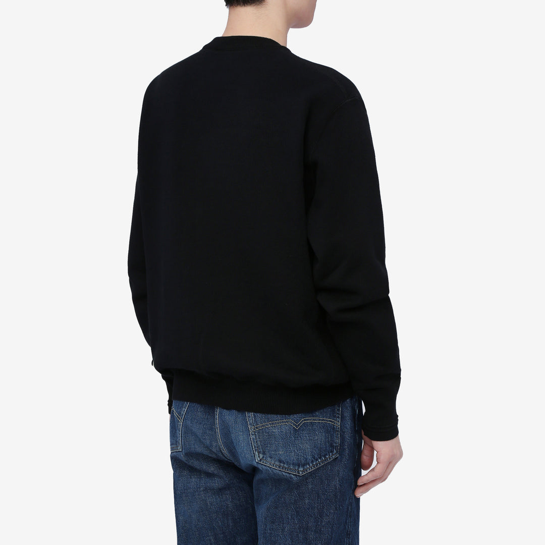 Un-Useless 170401 inlay knit crew neck sweatshirt made in Japan cotton knit wear image black side