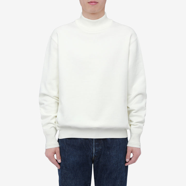 Un-Useless 170402 inlay knit mock neck sweatshirt made in Japan cotton knit wear image white