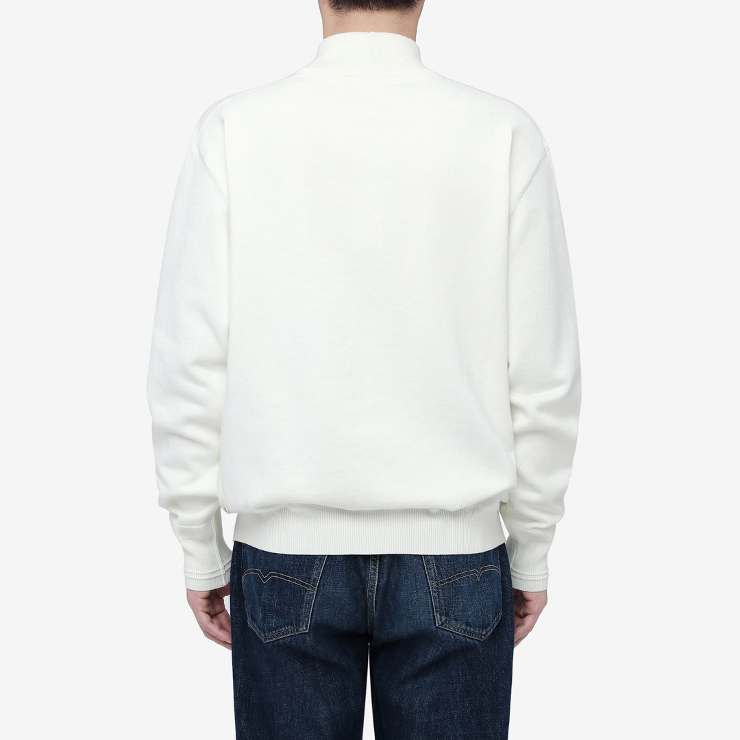 Un-Useless 170402 inlay knit mock neck sweatshirt made in Japan cotton knit wear image white back