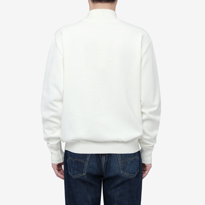 Un-Useless 170402 inlay knit mock neck sweatshirt made in Japan cotton knit wear image white back