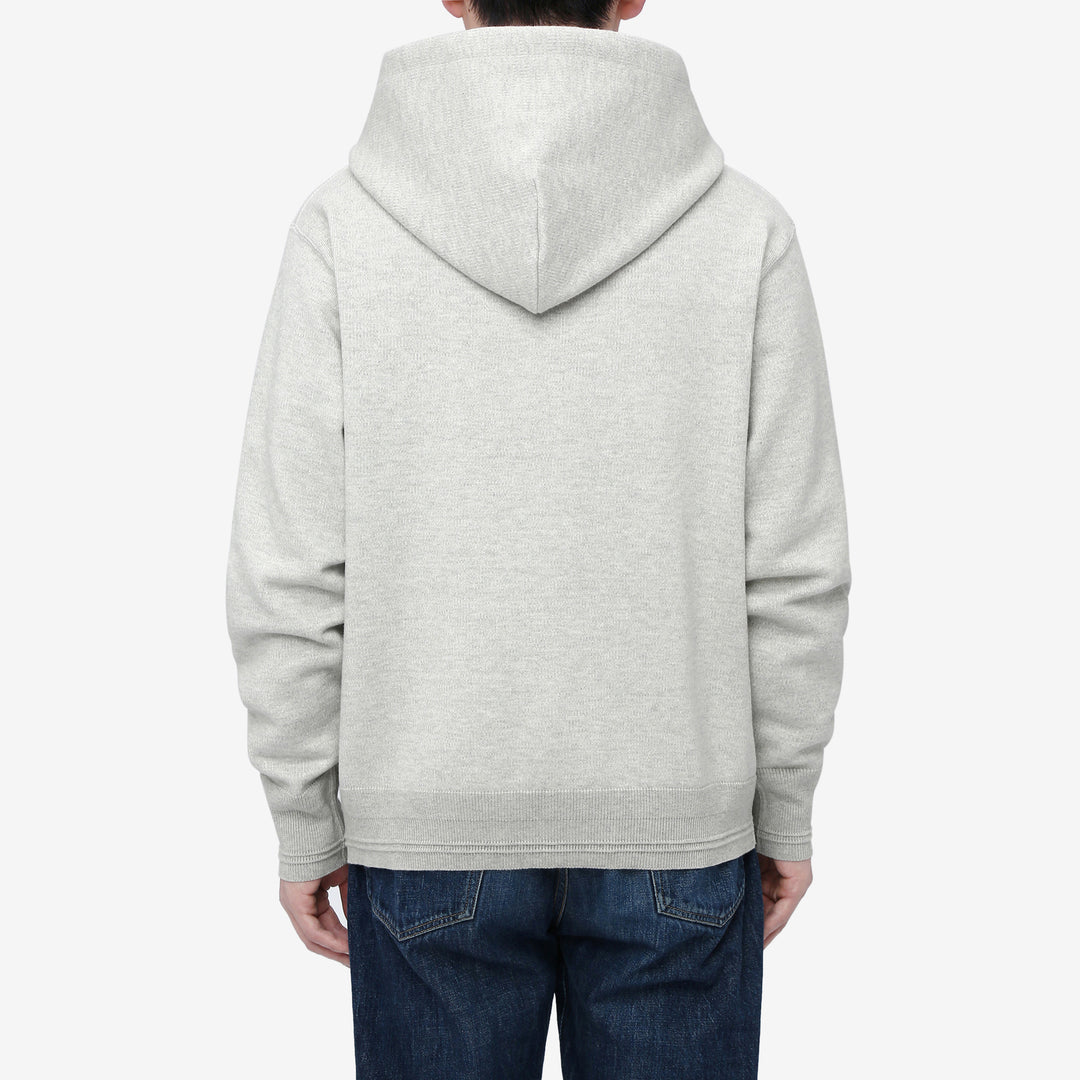 Un-Useless 170416 inlay knit full zip hoodie made in Japan SWKNIT zip hooded sweatshirt grey wear image back view