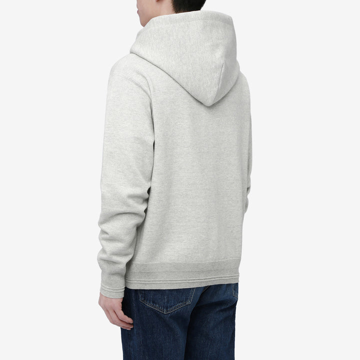 Un-Useless 170416 inlay knit full zip hoodie made in Japan SWKNIT zip hooded sweatshirt grey wear image back side view