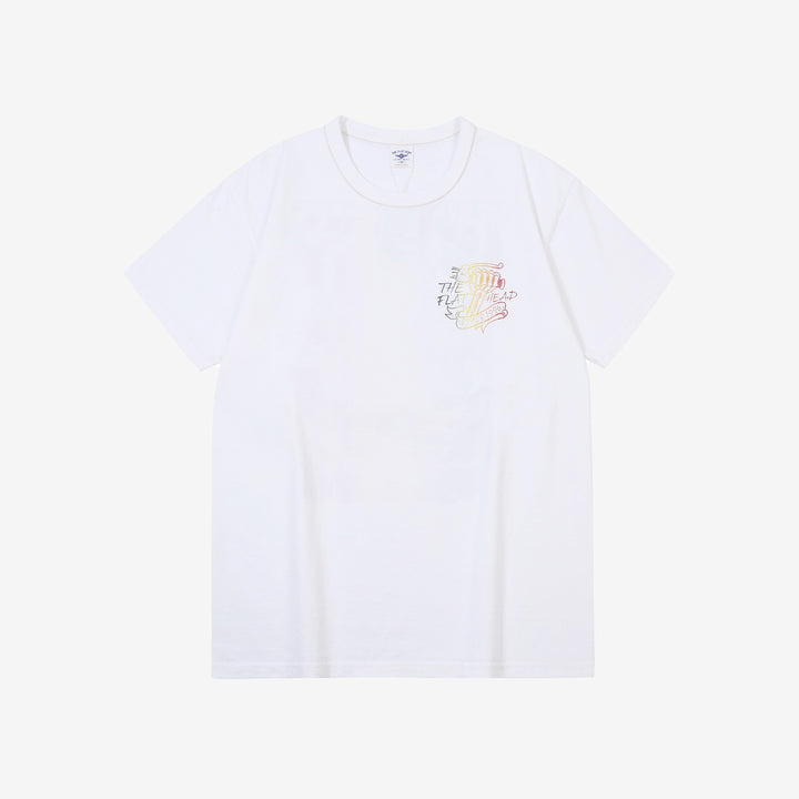 The Flat Head FN-THC-053 chopper gradation print T-shirt white front view