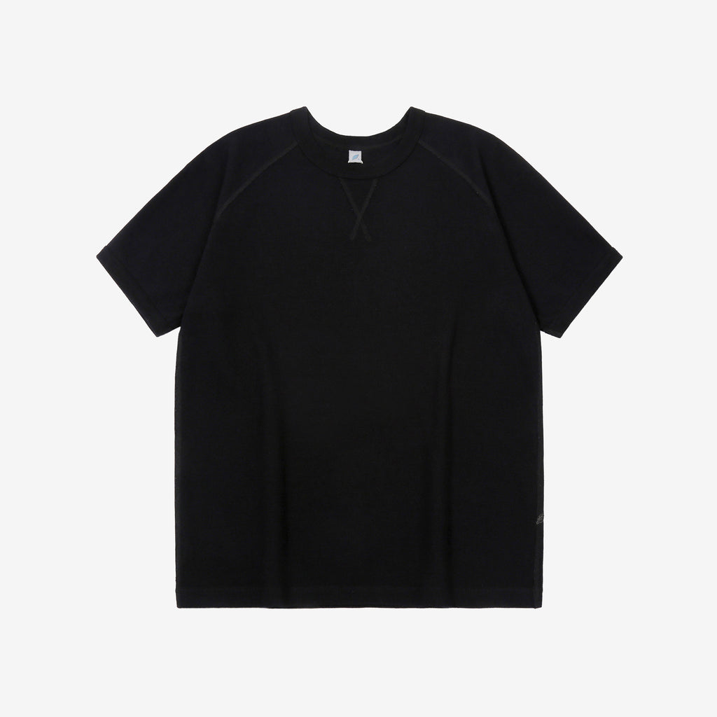 Pure Blue Japan 5411-IDBK Heavyweight Indigo + Black Slub Jersey T-Shirt Raglan Sleeve Made in Japan Front View