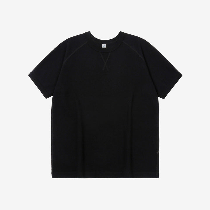 Pure Blue Japan 5411-IDBK Heavyweight Indigo + Black Slub Jersey T-Shirt Raglan Sleeve Made in Japan Front View