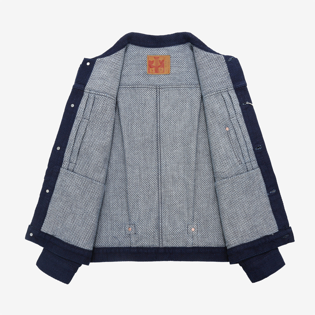 Omoto Denim 3121 indigo sashiko Type 1 jacket Japanese handmade fabric
