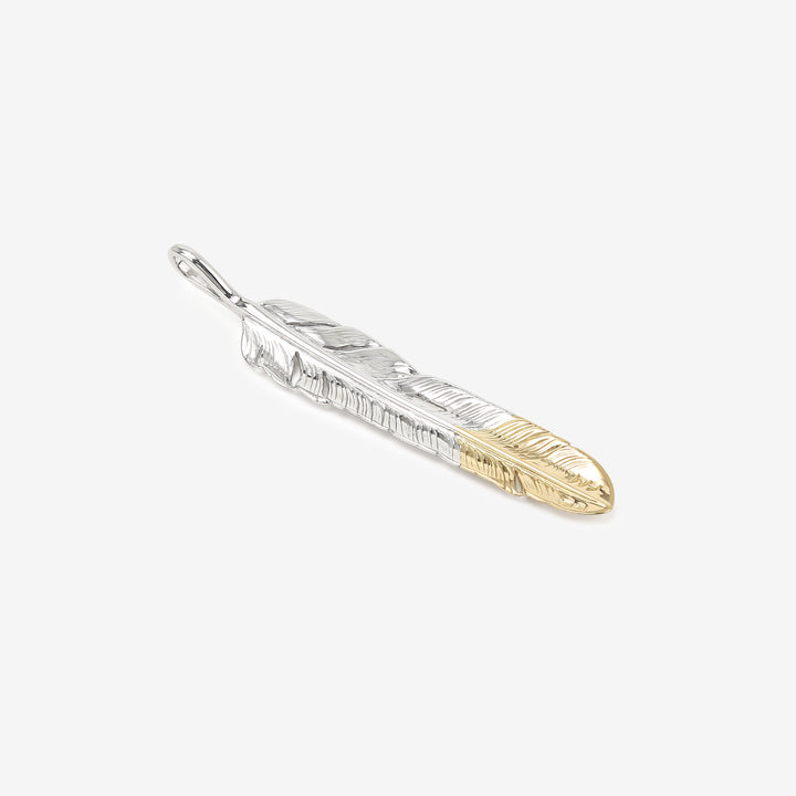 Moto FT-40 Kazekiri feather silver pendant K18 gold tipped native style Japan back