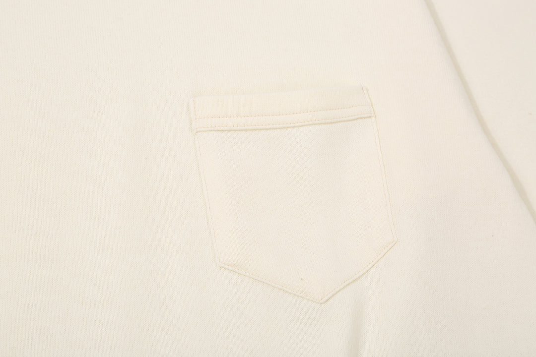 Freewheelers 2625009 Heavyweight Solid Pocket T-Shirt in Straw Cream – Chest Pocket Detail