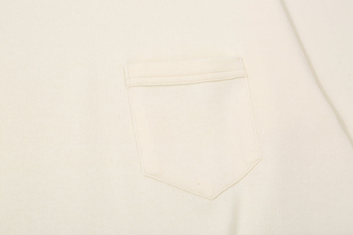 Freewheelers 2625009 Heavyweight Solid Pocket T-Shirt in Straw Cream – Chest Pocket Detail