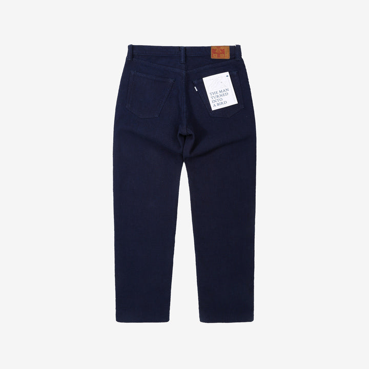 Omoto Denim 0621 indigo sashiko trousers relaxed tapered Japanese pants back